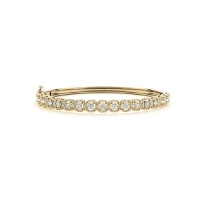 Velvet Natural Yellow Gold 4 Prong Set Diamond Bangle