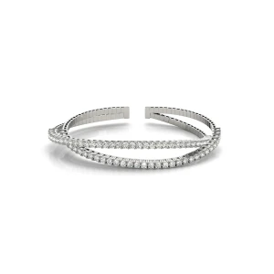 Tegan Lab-Created White Gold Shared Prong Setting  Diamond Bangle Bracelet
