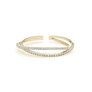 Tegan Lab-Created Yellow Gold Shared Prong Setting  Diamond Bangle Bracelet
