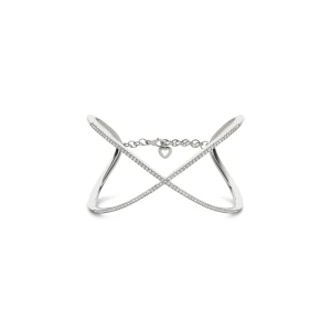 Venba Natural White Gold 4 Prong Set Diamond Bangle