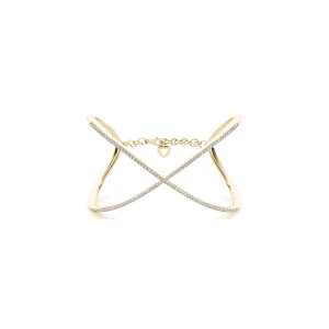 Venba Natural Yellow Gold 4 Prong Set Diamond Bangle