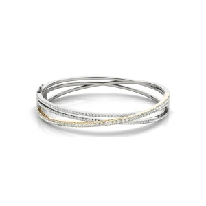 Vasilisa Natural Yellow Gold 2 Prong Set Diamond Bangle