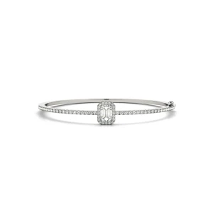 Reuben Lab-Created Platinum Bezel Setting  Diamond Bangle Bracelet