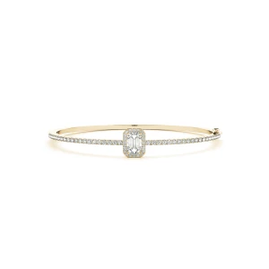 Reuben Lab-Created Yellow Gold Bezel Setting  Diamond Bangle Bracelet