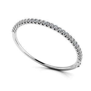 Varvara Natural White Gold V Prong Diamond Bangle