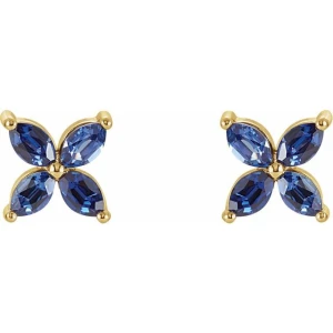Honbrie Blue Sapphire Yellow Gold 4 Prong Set 