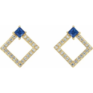Huette Blue Sapphire Yellow Gold 4 Prong Set 