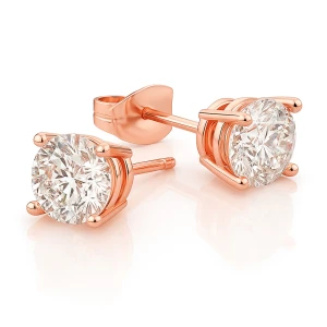 Jasmine Lab-Created Rose Gold 4 Prong Studs Diamond Earrings