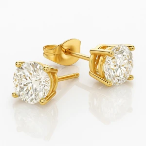 Jasmine Lab-Created Yellow Gold 4 Prong Studs Diamond Earrings