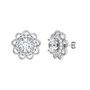 Jackston Lab-Created 4 Prong Halo Diamond Earrings