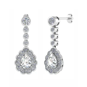 Kenede Natural Platinum 3 Prong Drop Diamond Earrings