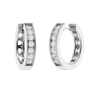 Kimora 0.50 - 2.95 Carat Natural Round cut Milgrain Set  Hoop Diamond Earrings