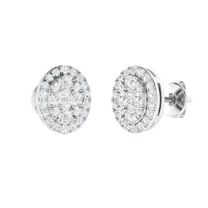 Kameela 0.50 Carat Lab-Created Round cut Pave Set  Cluster Diamond Earrings