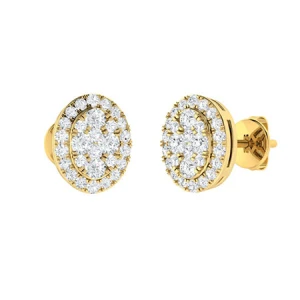 Kameela Lab-Created Yellow Gold Pave Set Cluster Diamond Earrings