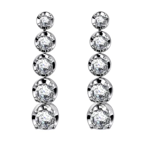 Luilda Natural 4 Prong Set Journey Diamond Earrings