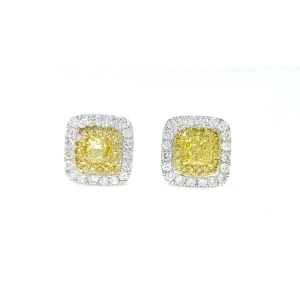 Hallie 4 Prong Set Yellow Diamond Earrings