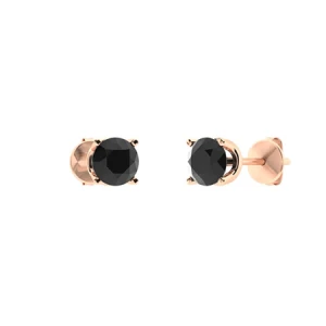 Haylea Black Rose Gold 4 Prong Set Studs Diamond Earrings