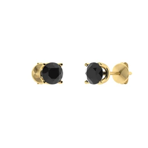 Haylea Black Yellow Gold 4 Prong Set Studs Diamond Earrings