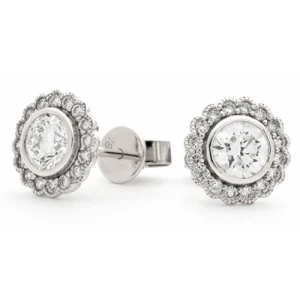 Jolyne Lab-Created Bezel Halo Diamond Earrings