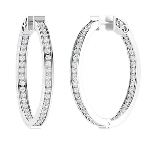 Kailey 0.50 - 2.95 Carat Lab-Created Round cut Channel Set  Hoop Diamond Earrings