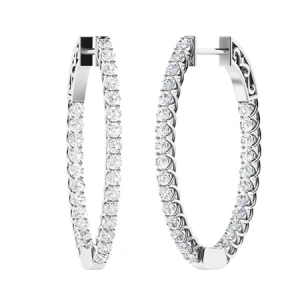 Felistas 0.55 - 2.50 Carat Lab-Created Round cut Claw Set  Hoop Diamond Earrings