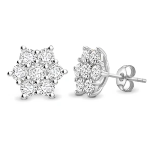 Kristyn 0.50 Carat Natural Round cut Pave Set  Cluster Diamond Earrings