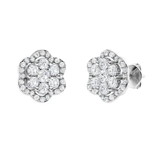Kailin 0.20 Carat Natural Round cut Prong Set  Cluster Diamond Earrings