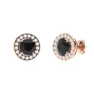 Hamida Rose Gold 4 Prong Black Diamond Earrings