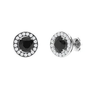 Hamida 1.00 - Carat Round cut 4 Prong  Black Diamond Earrings