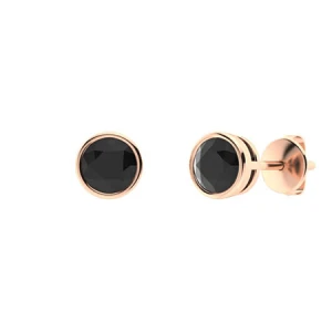 Harlene Black Rose Gold Bezel Set Studs Diamond Earrings