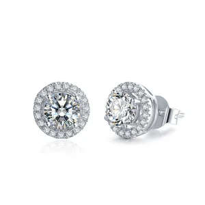 Jessalyn 0.10 - 3.00 Carat Lab-Created Round cut 4 Prong  Halo Diamond Earrings