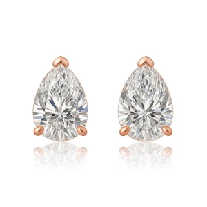 Jazlyn Lab-Created Rose Gold 3 Prong Studs Diamond Earrings