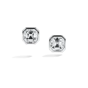 Judith Lab-Created White Gold Bezel Studs Diamond Earrings