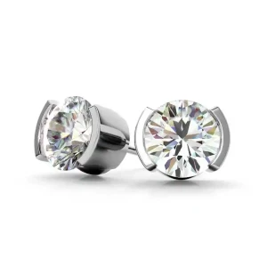 Janessa Moissanite Half Bezel Studs Diamond Earrings