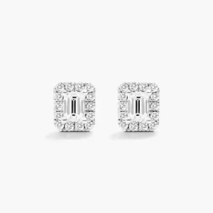 Katie Lab-Created Rose Gold 4 Prong Halo Diamond Earrings