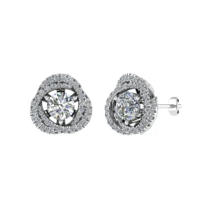 Jetta Lab-Created Rose Gold 3 Prong Halo Diamond Earrings