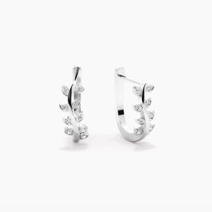 Katty Natural Yellow Gold Bezel Set Hoop Diamond Earrings