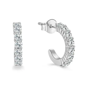 Keily Natural Yellow Gold Shared Prong Hoop Diamond Earrings