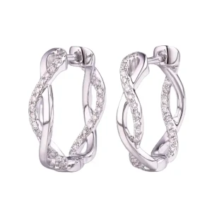 Kyndall Natural Platinum 4 Prong Hoop Diamond Earrings