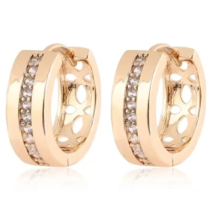 Keri Natural Platinum Pave Set Hoop Diamond Earrings