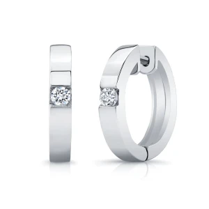 Kathleen 0.08 Carat Natural Round cut Channel Set  Hoop Diamond Earrings