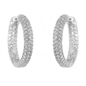 Kiera 0.50 - 3.00 Carat Natural Round cut Pave Set  Hoop Diamond Earrings
