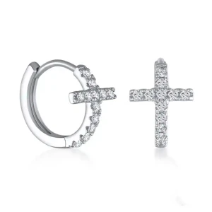 Kassi Natural Platinum Prong Set Hoop Diamond Earrings