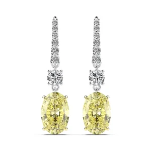 Hayley 4 Prong Set Yellow Diamond Earrings