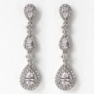 Kristia Natural White Gold Prong Set Designer Diamond Earrings