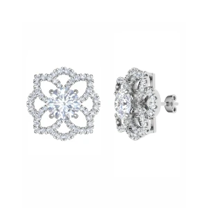 Garnette Natural Claw Set Cluster Diamond Earrings