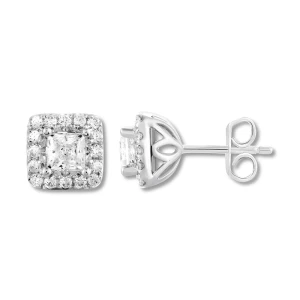 Janine Lab-Created Yellow Gold 4 Prong Halo Diamond Earrings