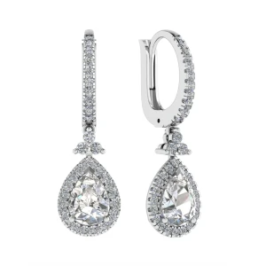 Lodima Lab-Created White Gold 3 Prong Drop Diamond Earrings