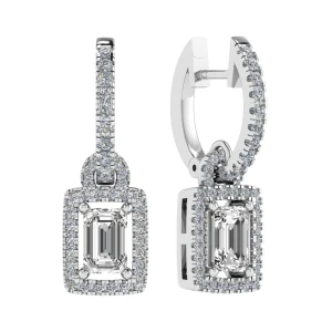 Louime Natural Yellow Gold 4 Prong Set Drop Diamond Earrings