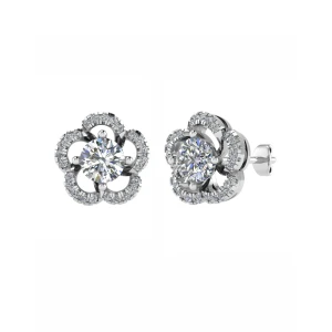 Freda 0.30 - 2.00 Carat Natural Round cut Claw Set  Cluster Diamond Earrings